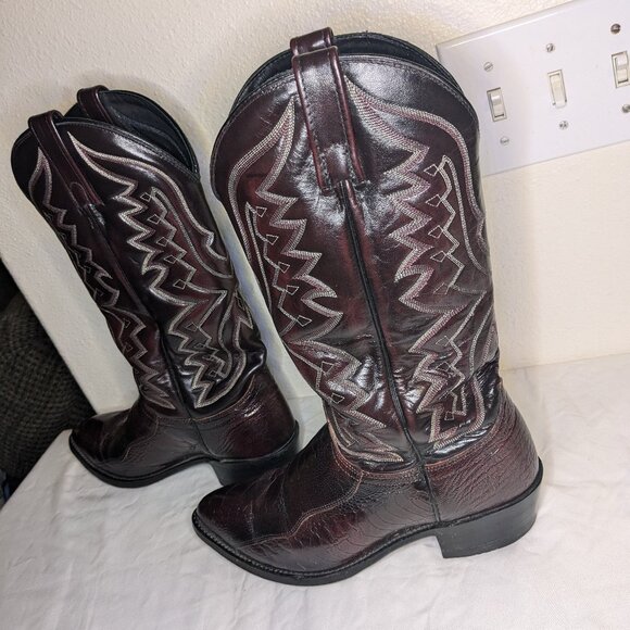 J Chisholm Great Condition Vintage Men's 8.5D Black Cherry Ostrich Leg Hide - Picture 8 of 13